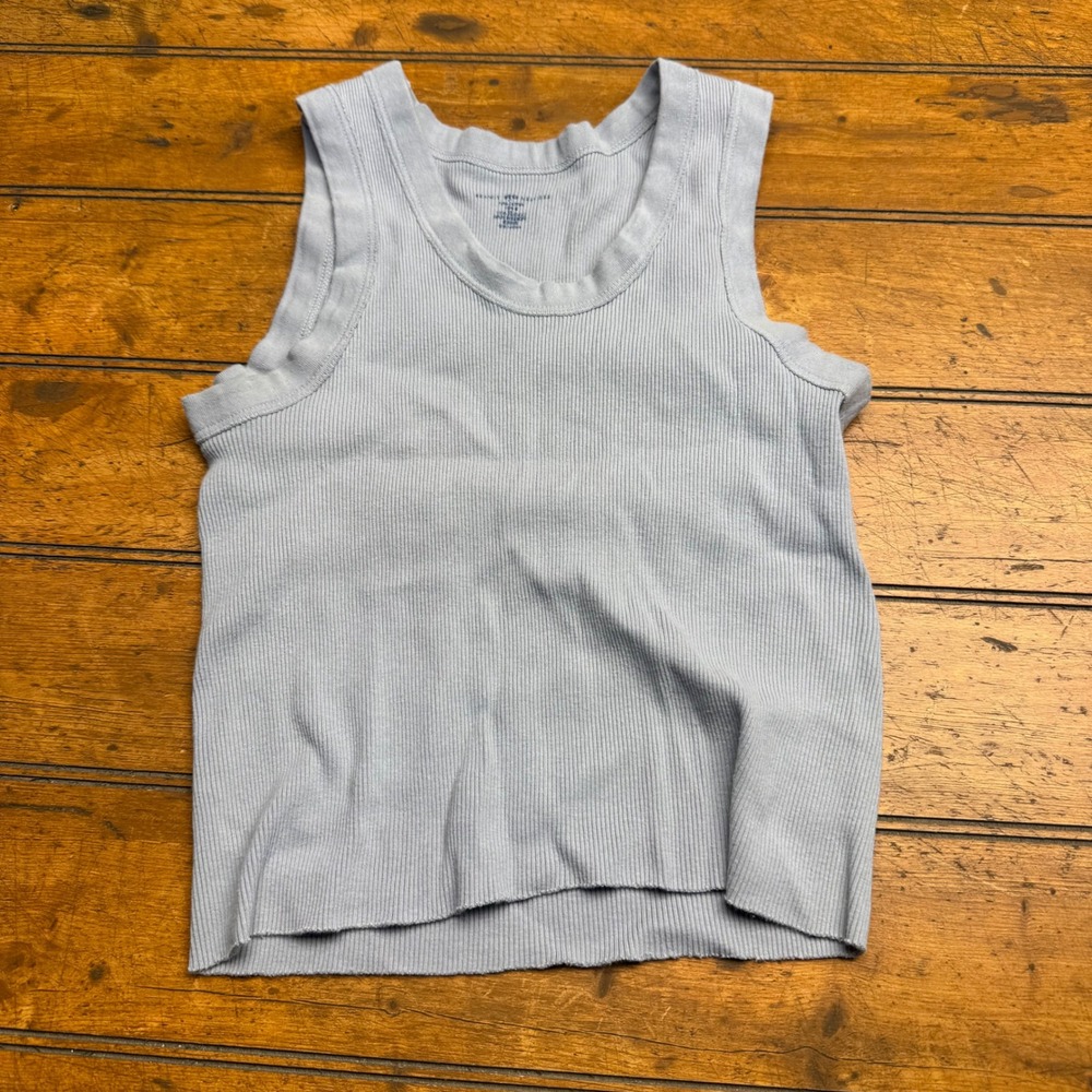 Brandy‎ Melville Light Blue Ribbed Tank Top Cropped